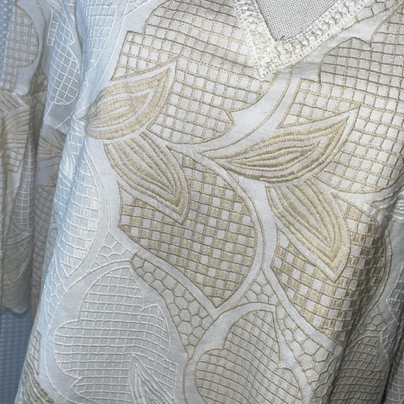 Le Gali Albany Dress Embroidered Scalloped Sleeves V-Neck Size Medium - Picture 7 of 12